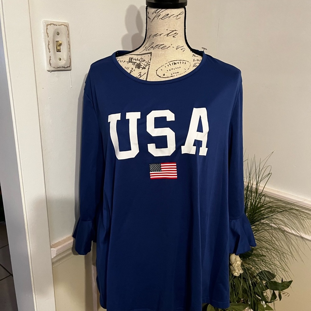 Blue USA Women's Top